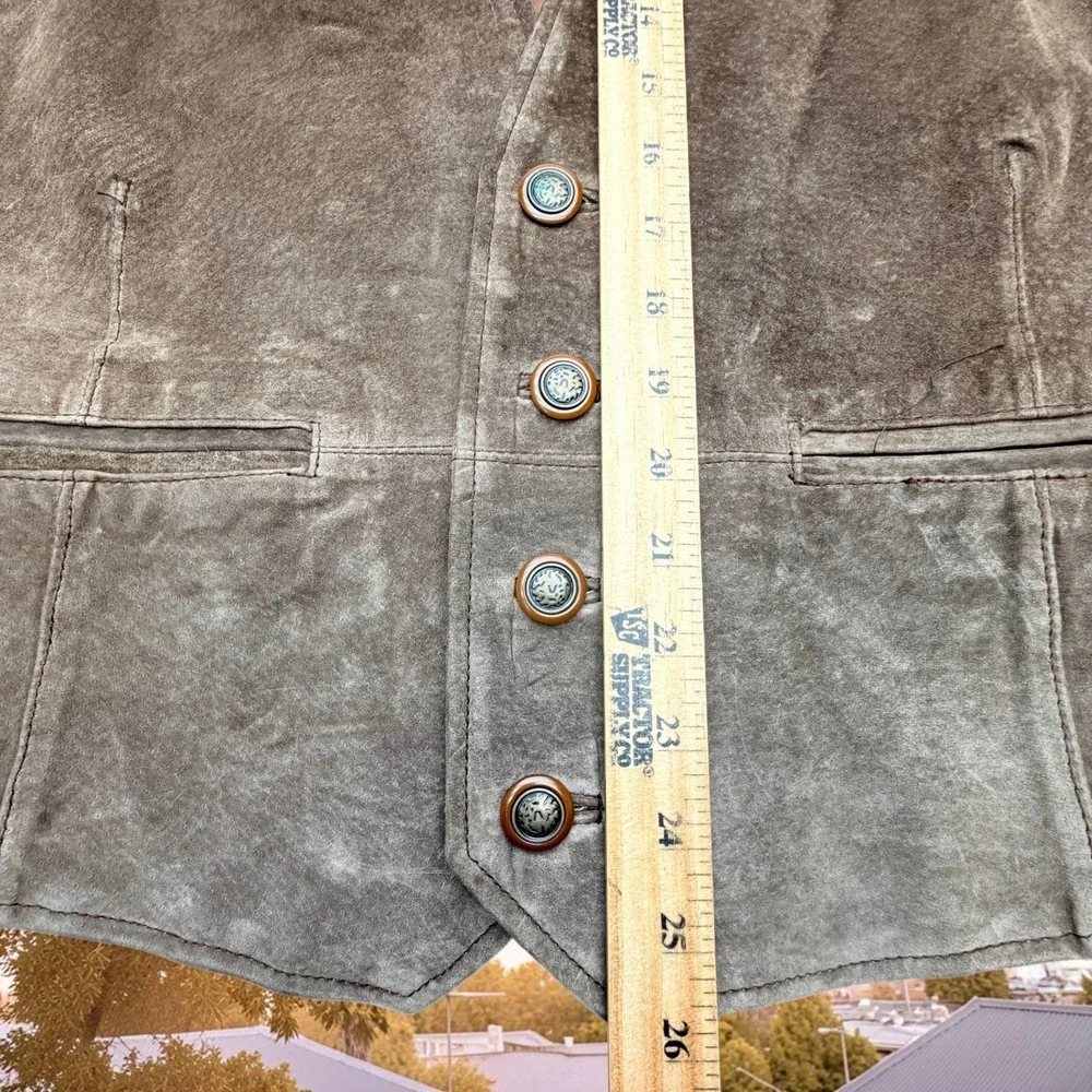 Beyond Leather Vtg 80s Mens XL Brown Suede Vest Western Cowboy Leather
